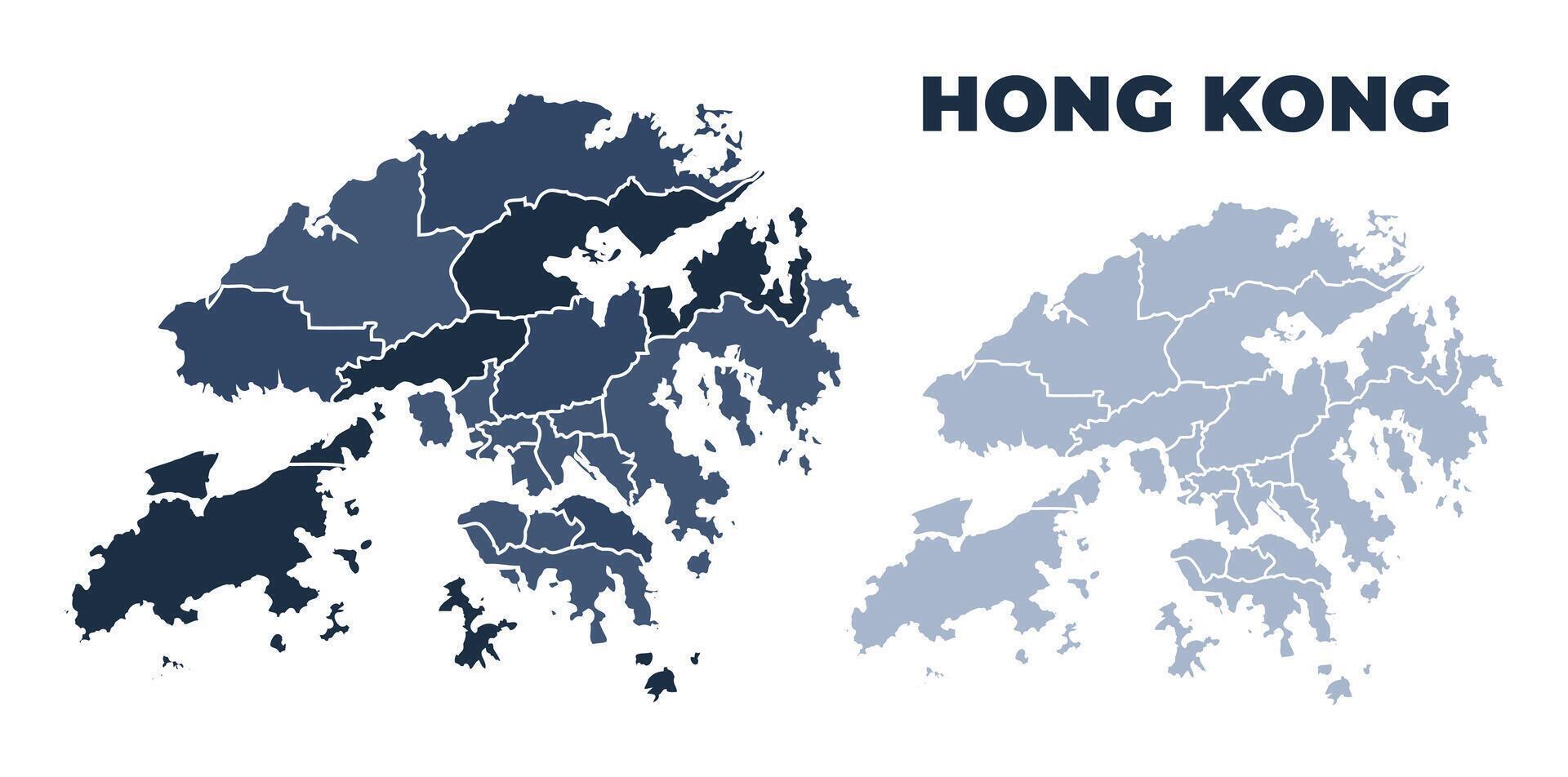 Hong Kong political map with states border outline vector
