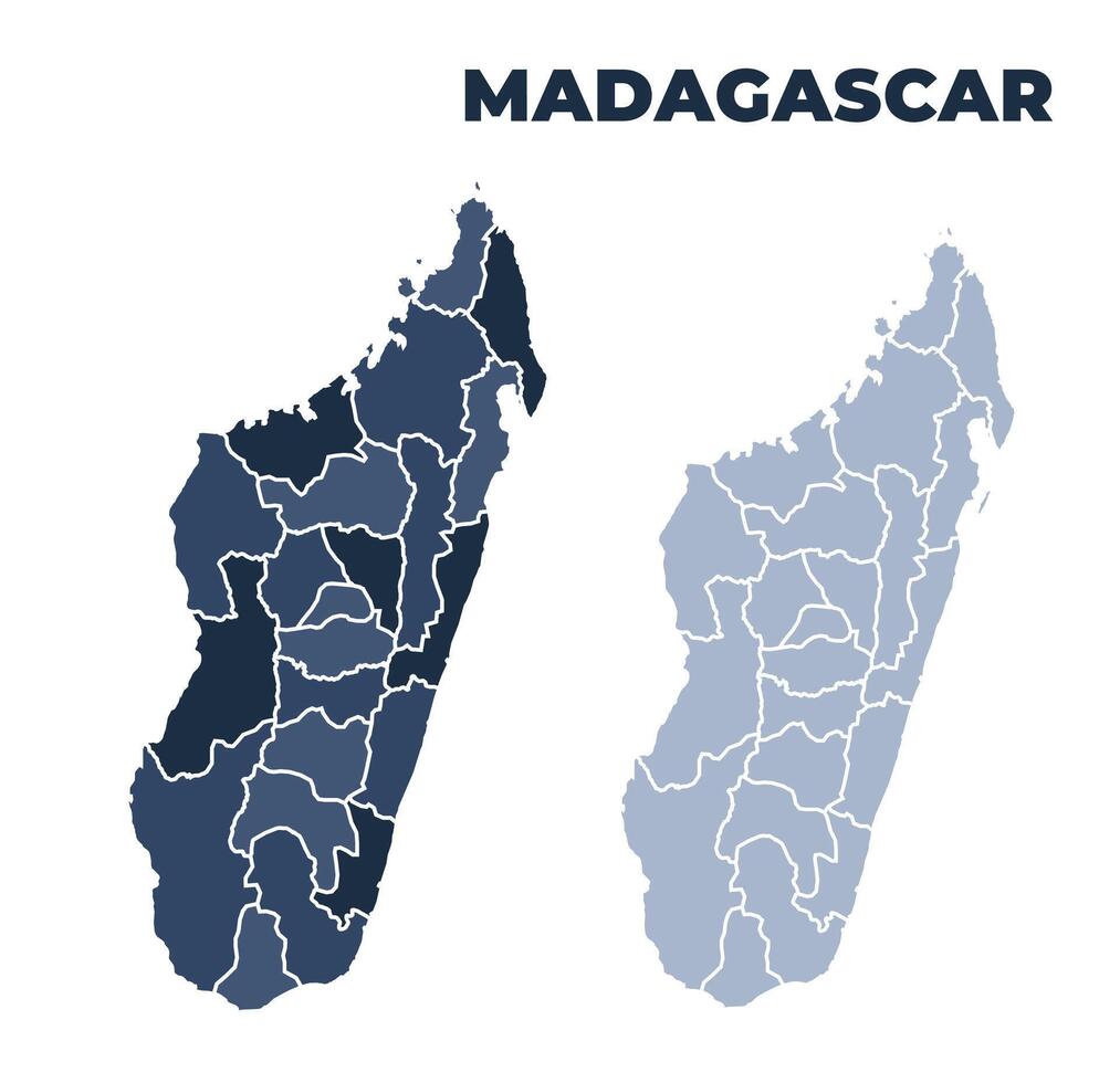 Madagascar political map with states border outline vector