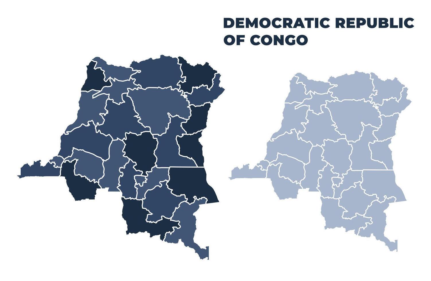 Democratic Republic of the Congo political map with states border outline vector