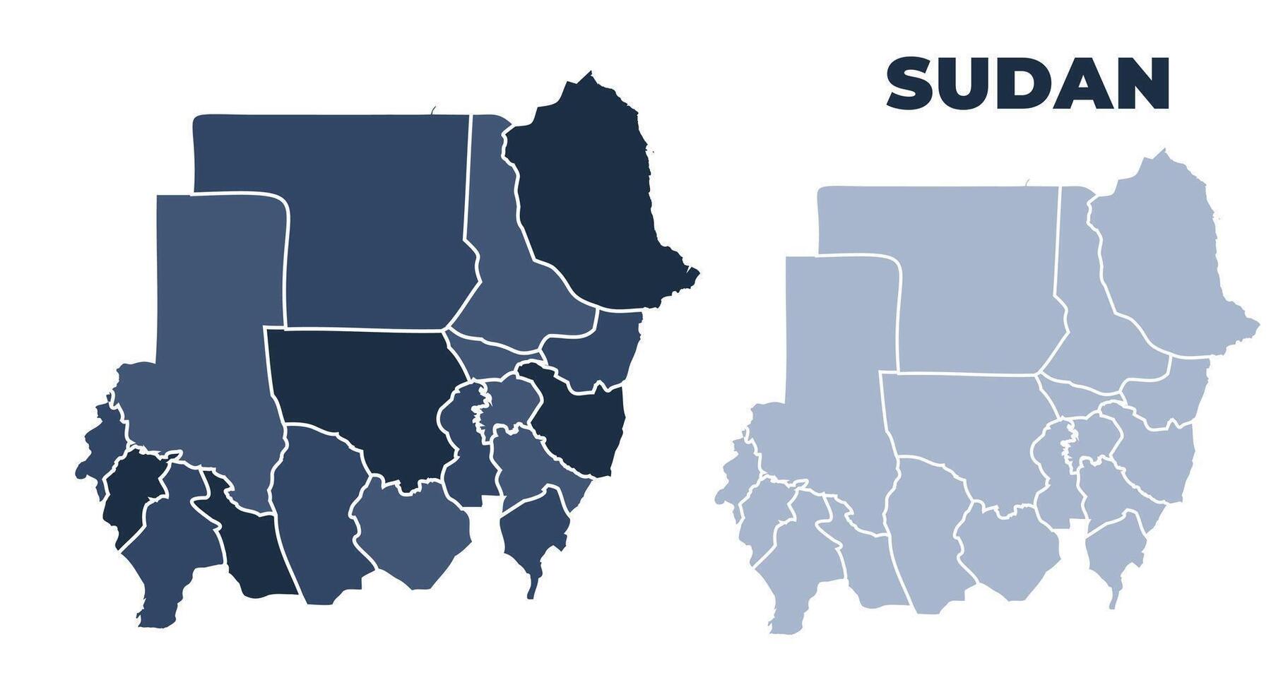 Sudan political map with states border outline vector