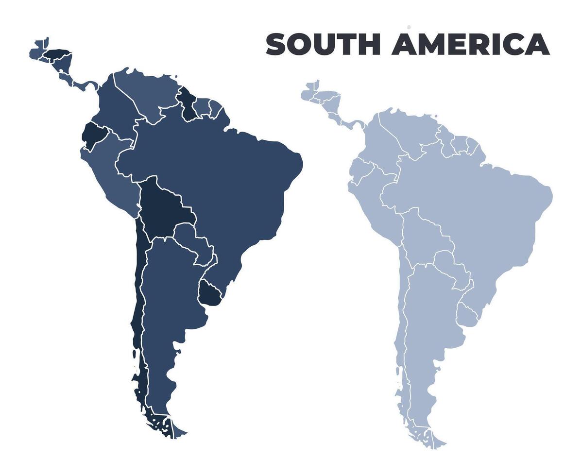 South America political map with states border outline vector
