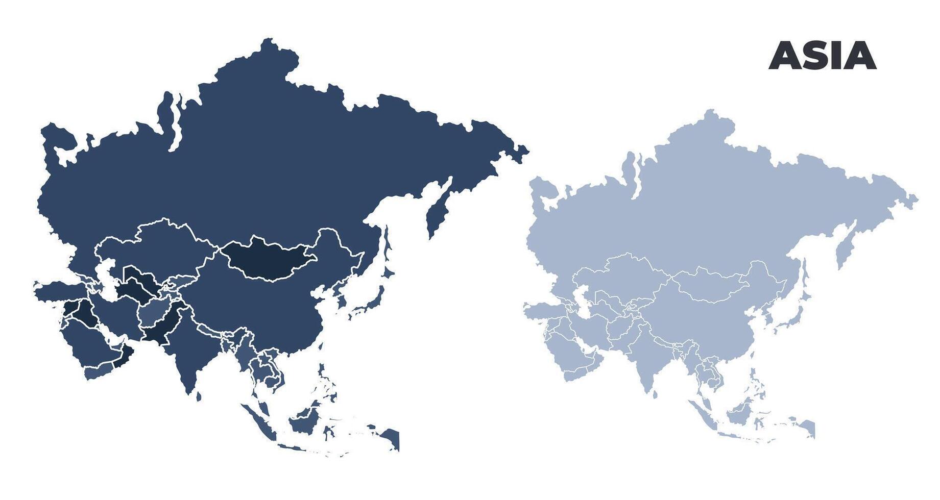 Asia political map with states border outline vector