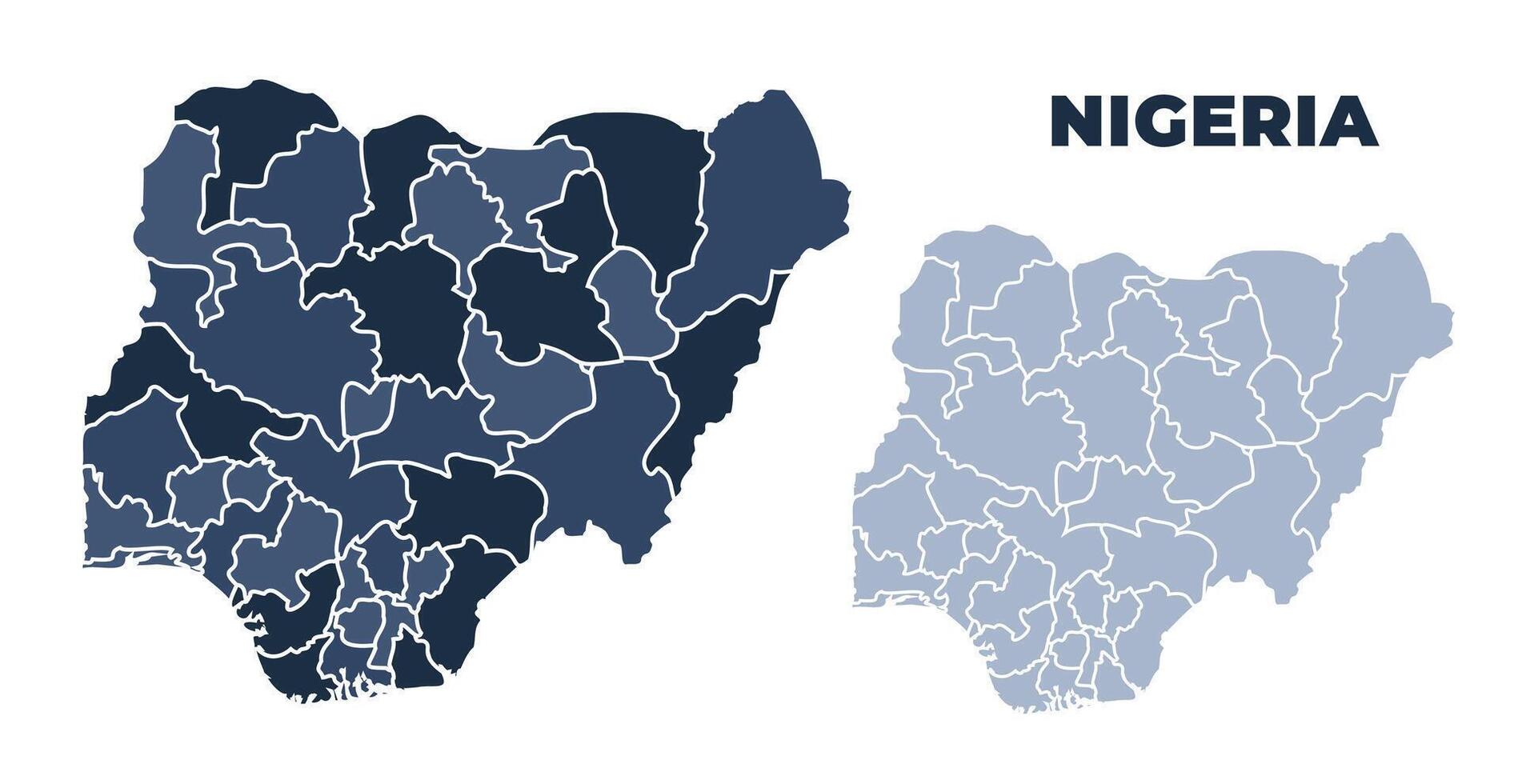 Nigeria political map with states border outline vector