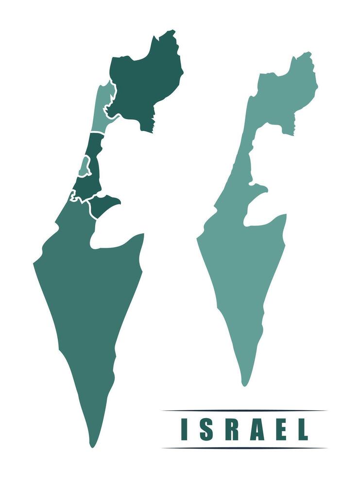 Israel simple flat political map with states border vector