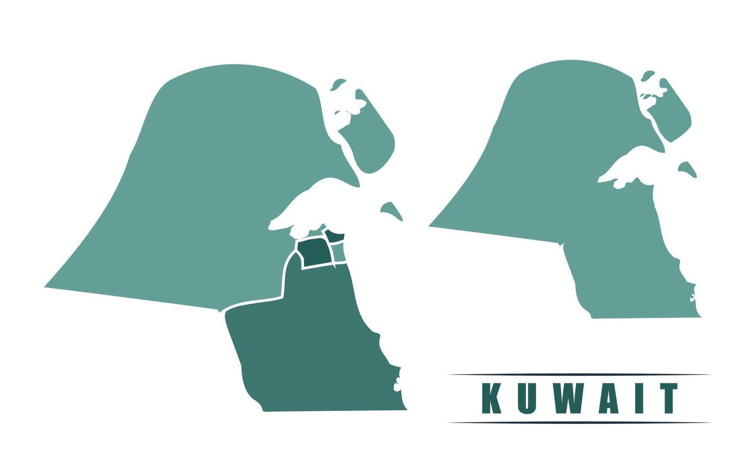 Kuwait simple flat political map with states border vector