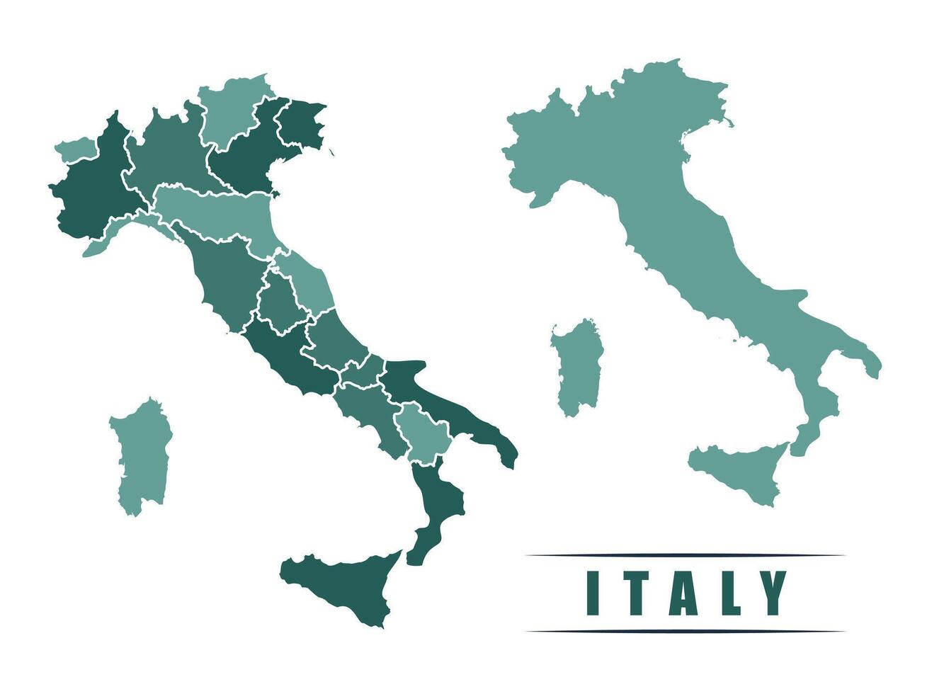 Italy simple flat political map with states border vector