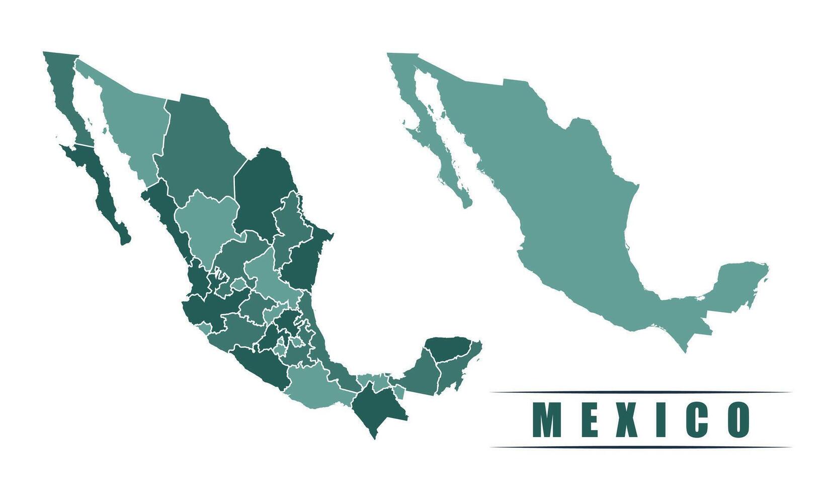 Mexico simple flat political map with states border vector