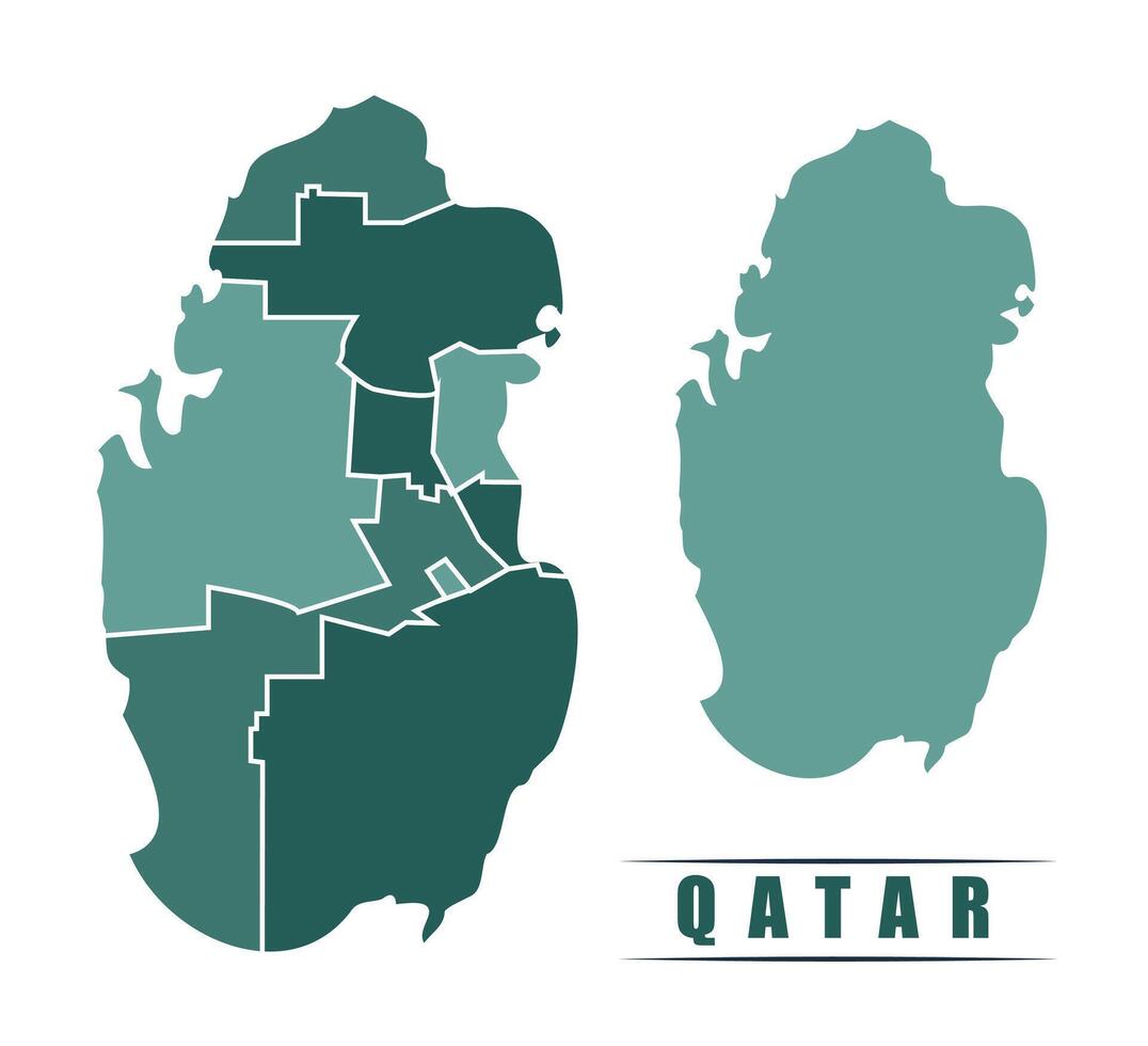 Qatar simple flat political map with states border vector