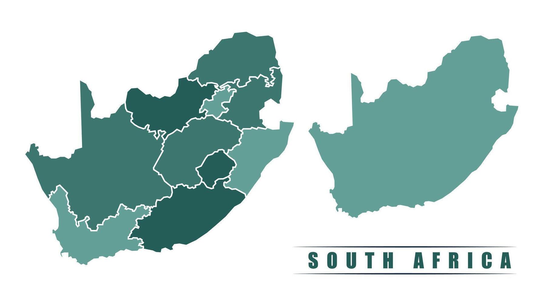 South Africa simple flat political map with states border vector