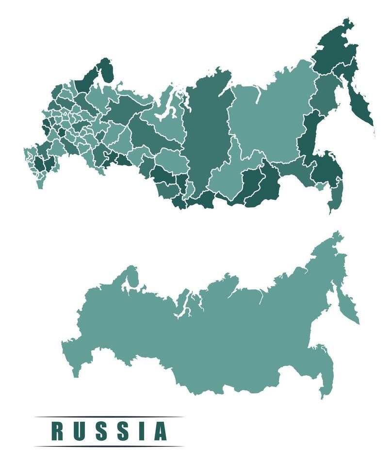 Russia simple flat political map with states border vector