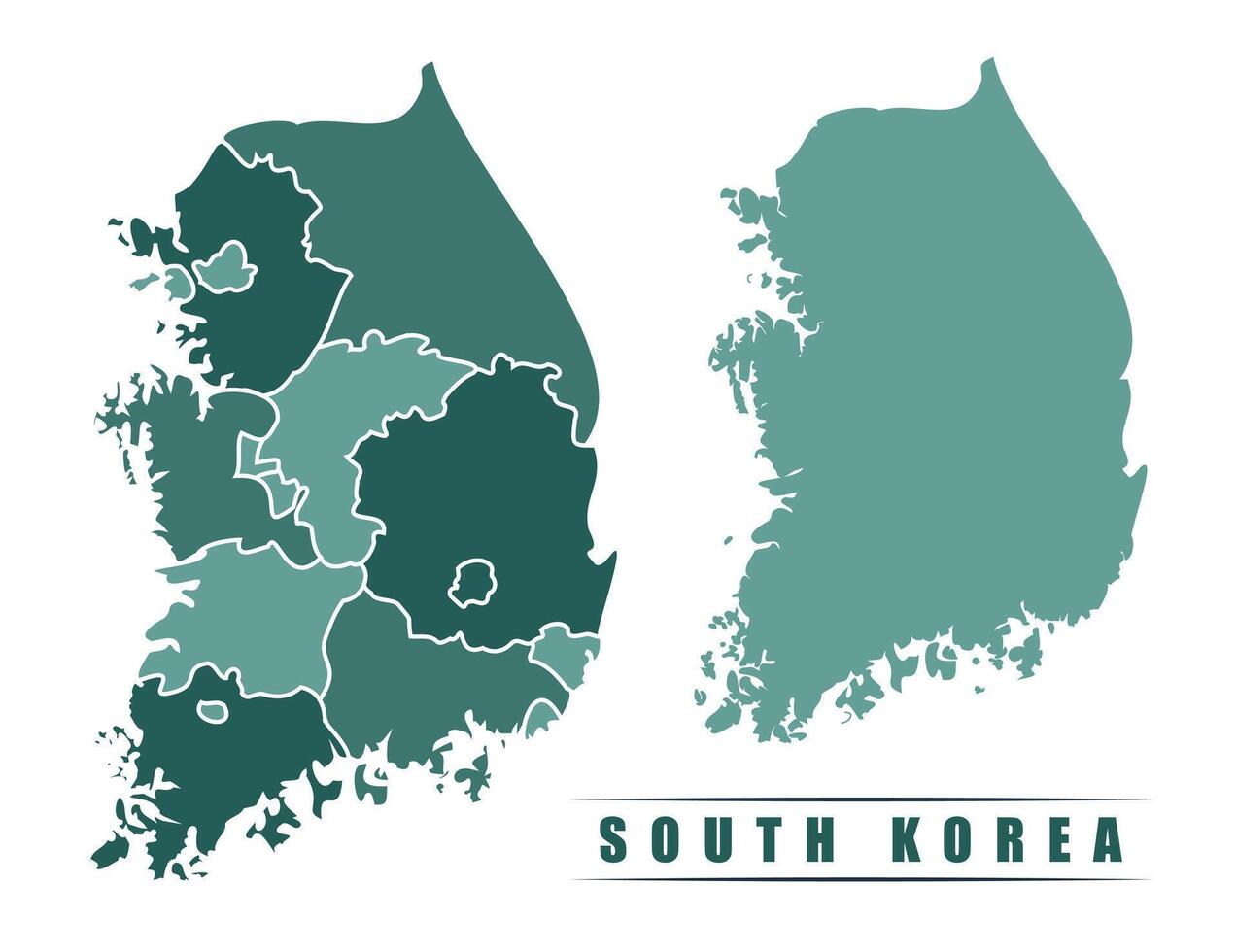 South Korea simple flat political map with states border vector