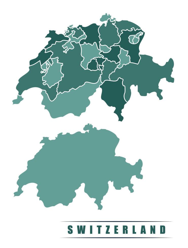 Switzerland simple flat political map with states border vector