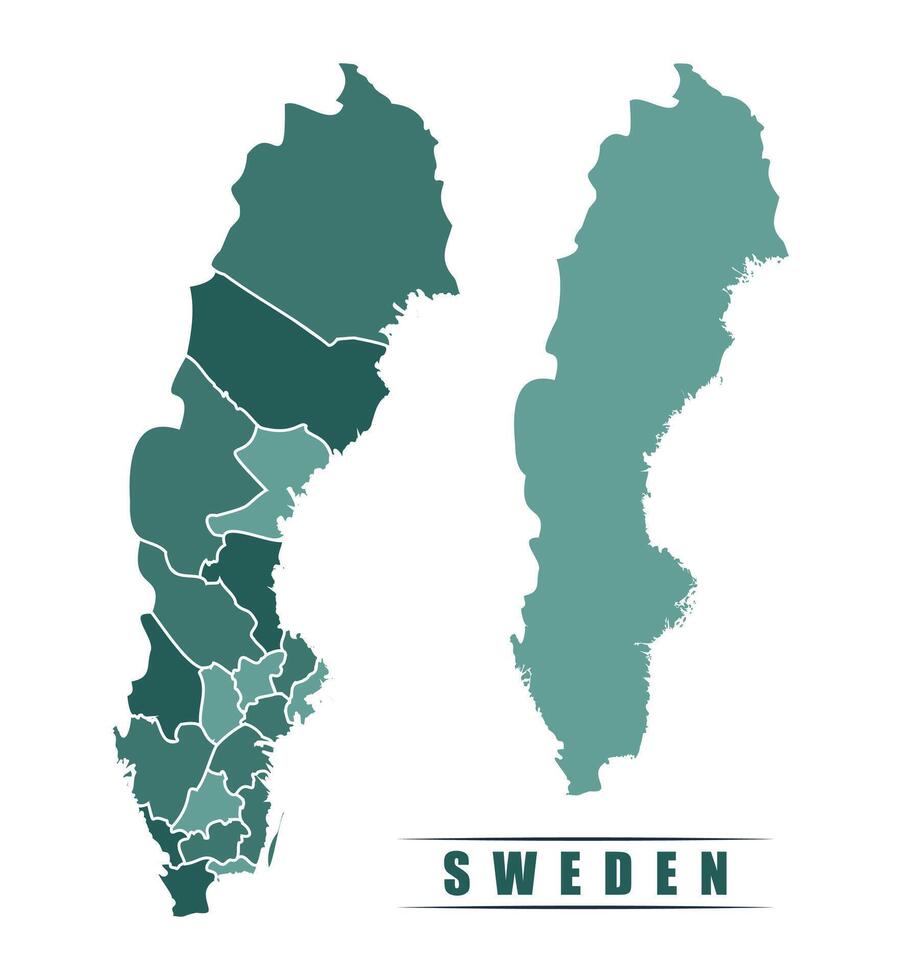 Sweden simple flat political map with states border vector