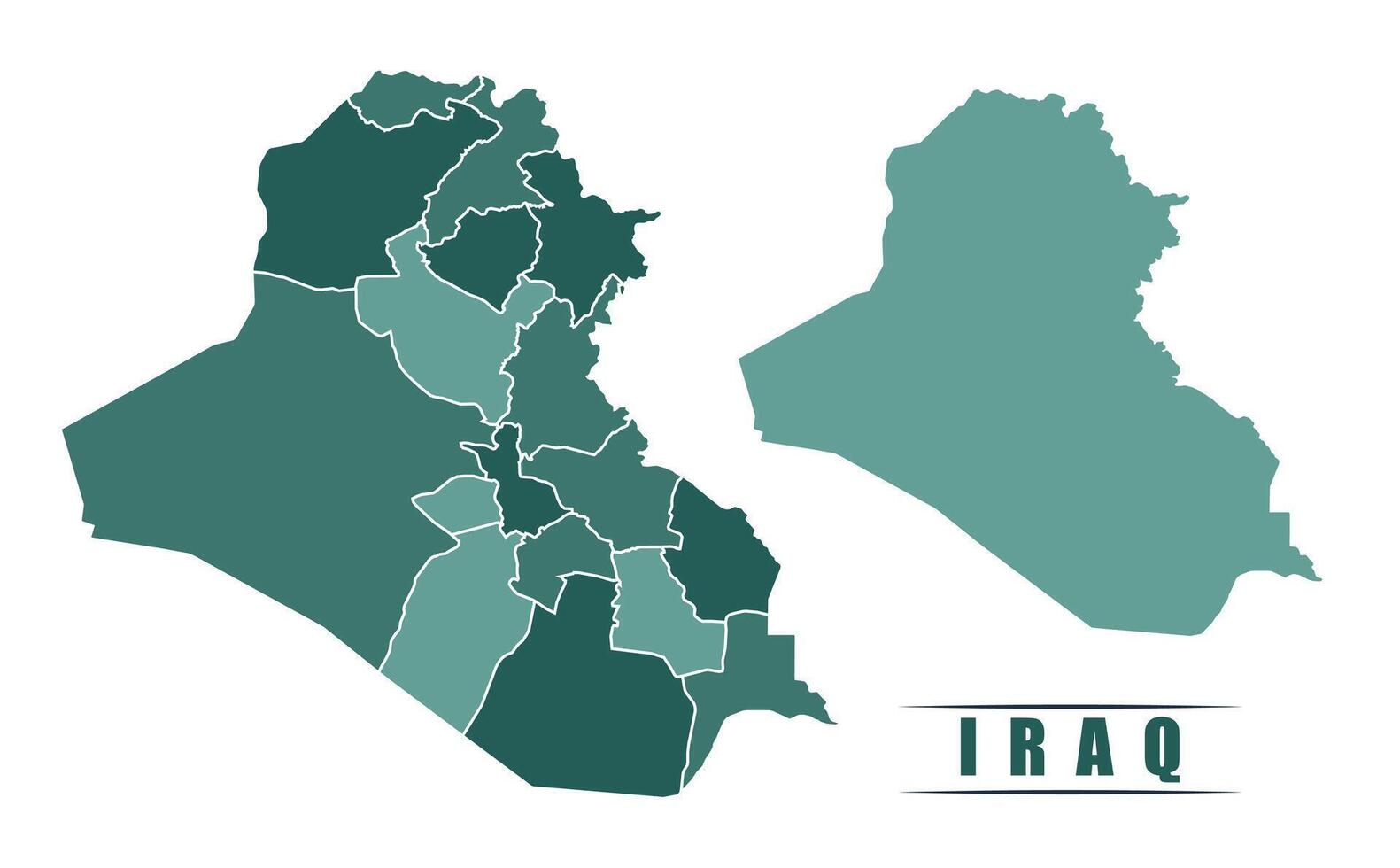 Iraq simple flat political map with states border vector