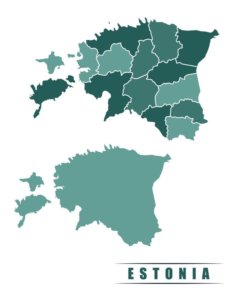 Estonia simple flat political map with states border vector