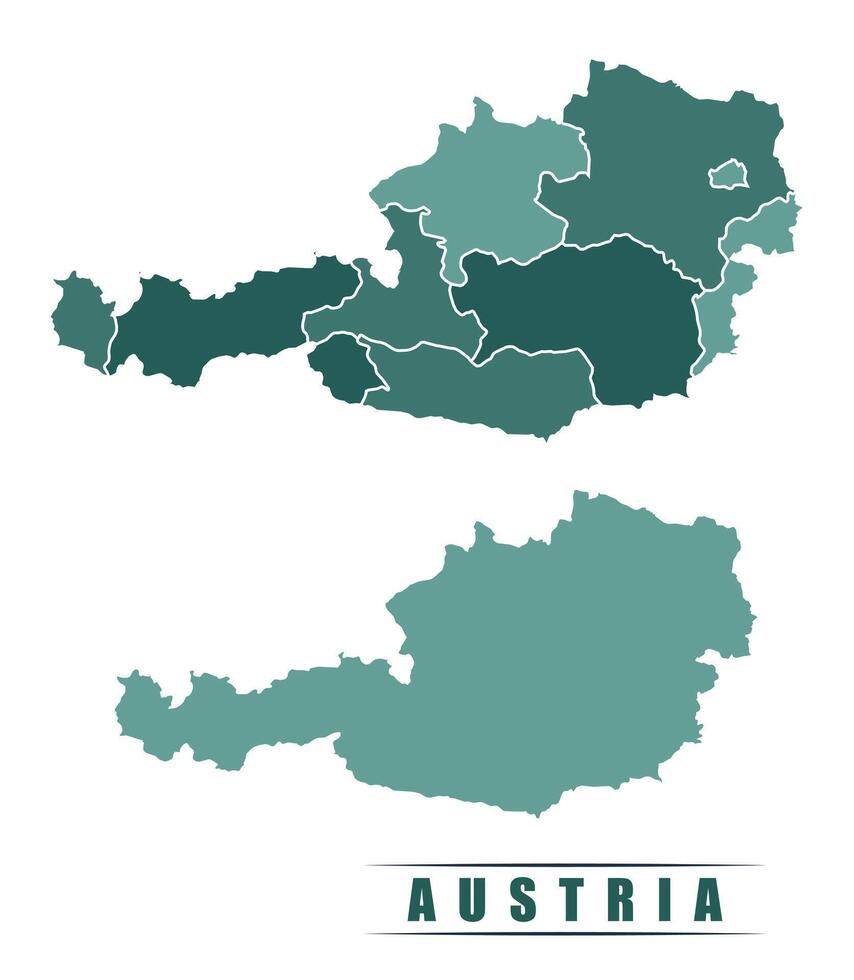 Austria simple flat political map with states border vector