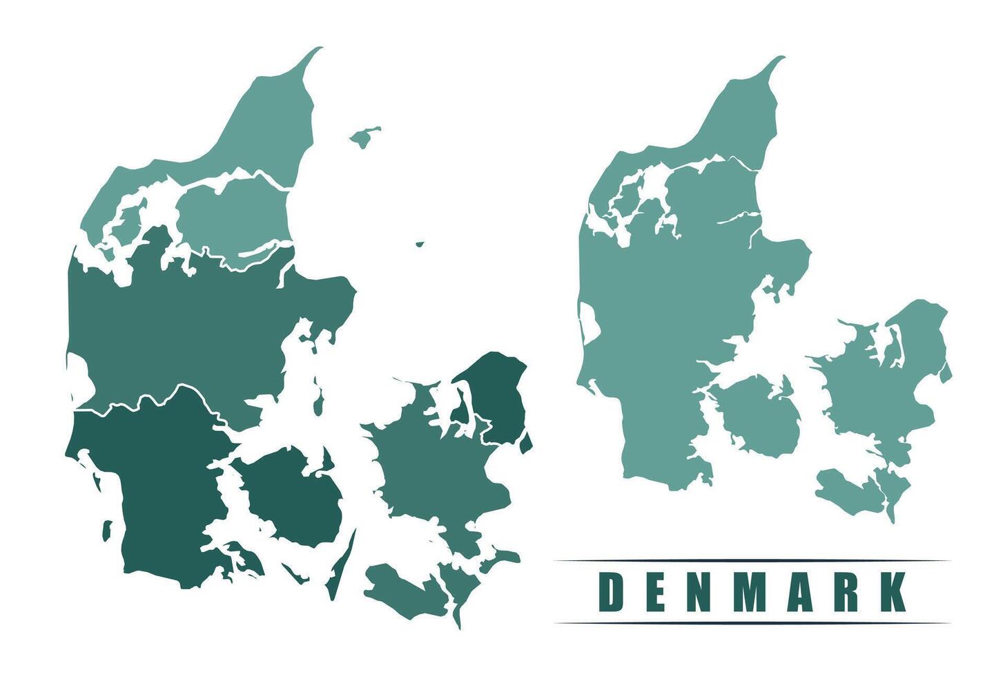 Denmark simple flat political map with states border vector