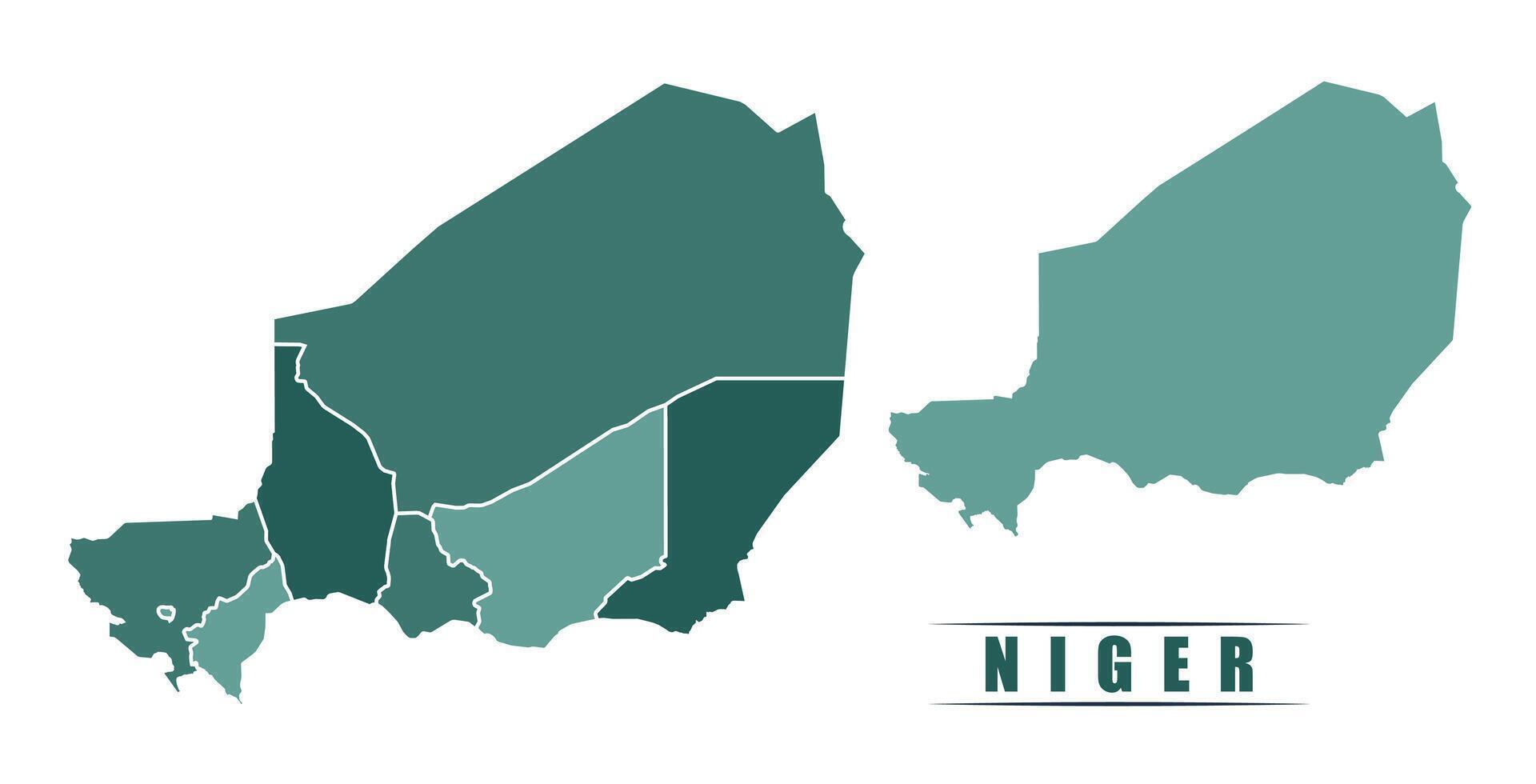 Niger simple flat political map with states border vector