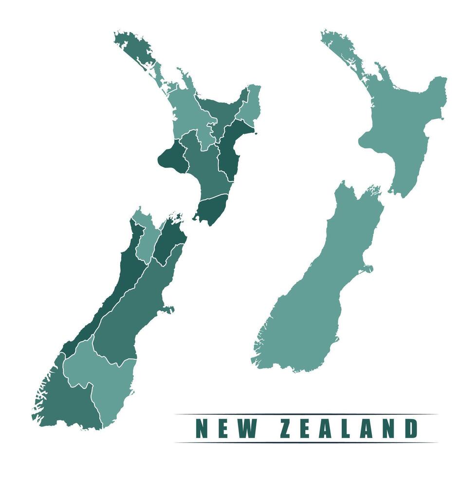 New Zealand simple flat political map with states border vector