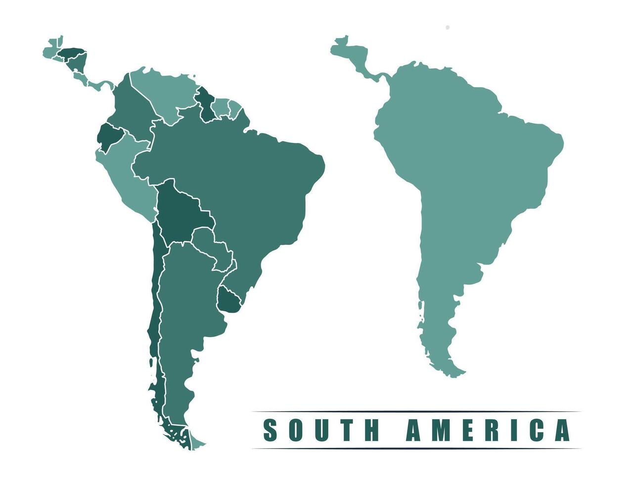 South America simple flat political map with states border vector