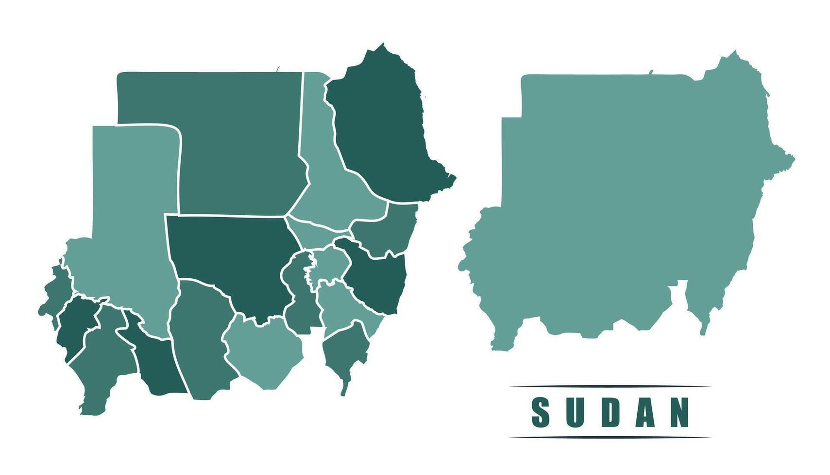 Sudan simple flat political map with states border vector
