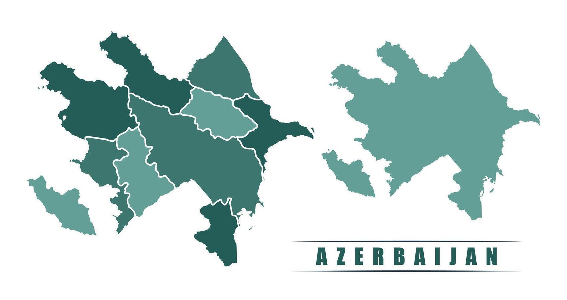 Azerbaijan simple flat political map with states border vector
