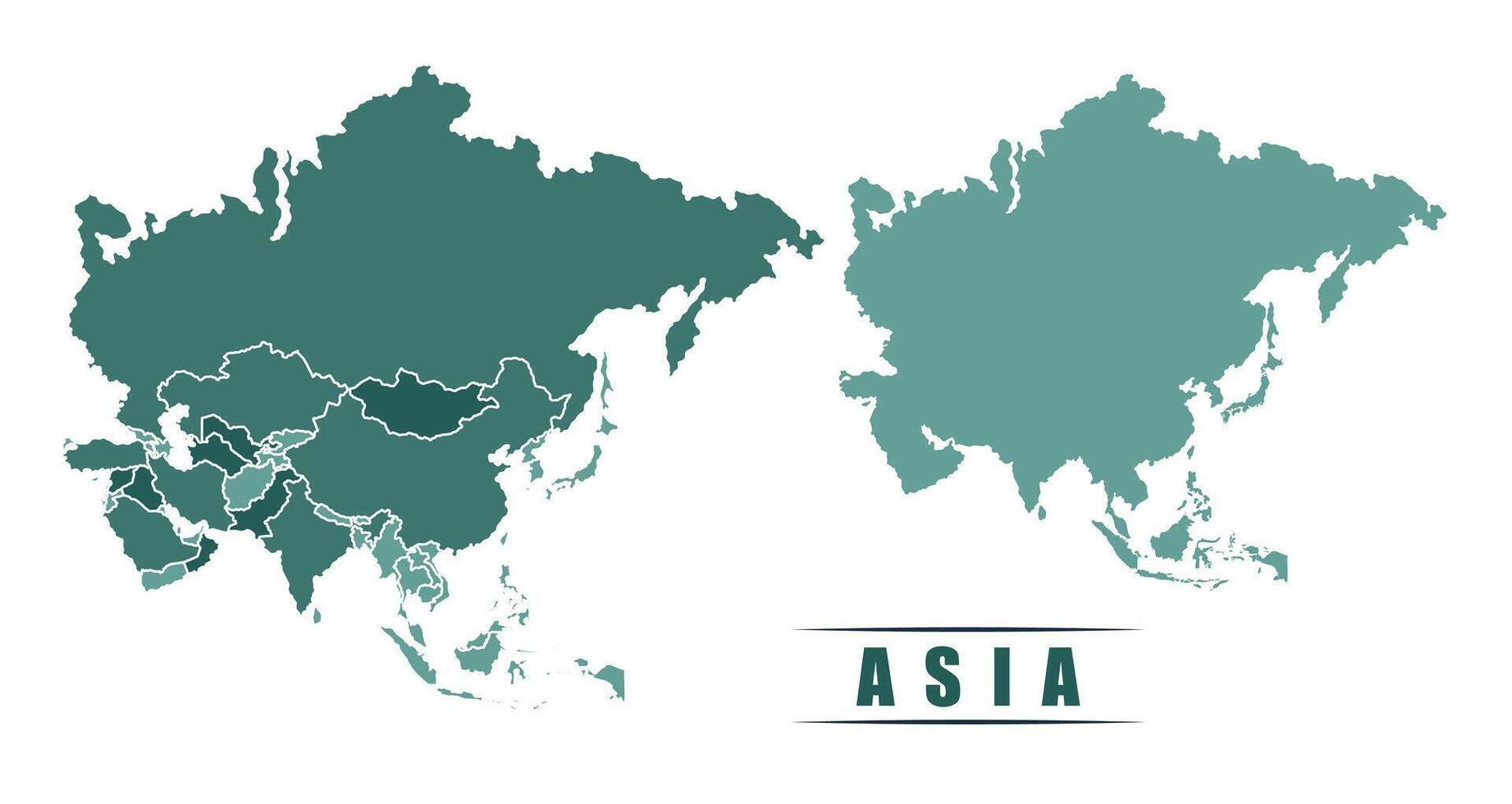 Asia simple flat political map with states border vector