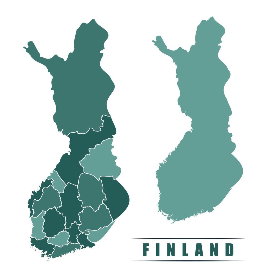Finland simple flat political map with states border vector