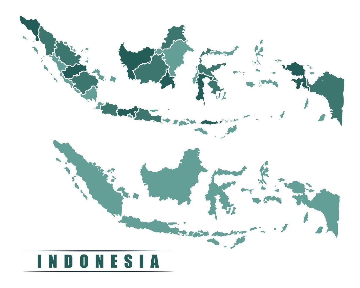 Indonesia simple flat political map with states border vector