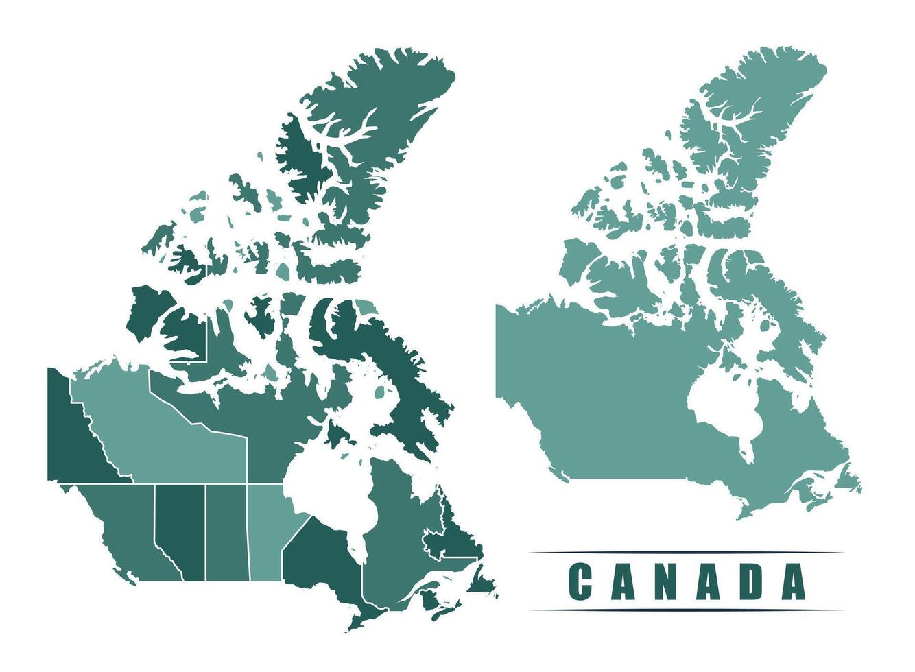 Canada simple flat political map with states border vector