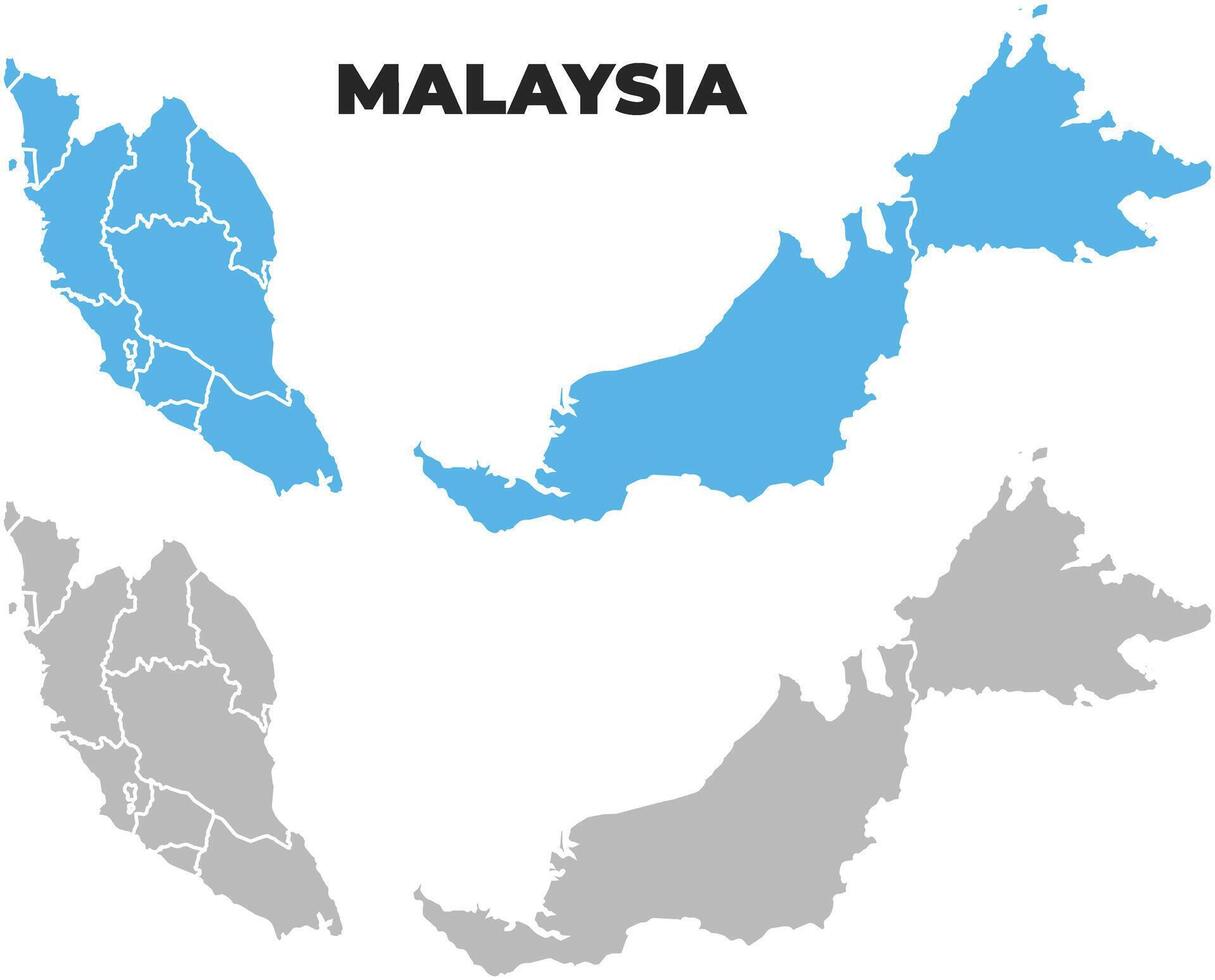 Malaysia simple maps flat illustration vector