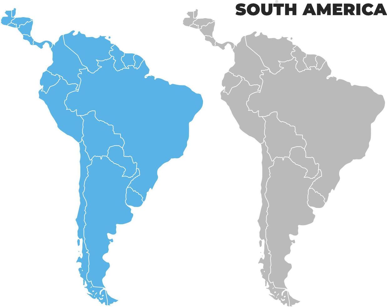 South America simple maps flat illustration vector