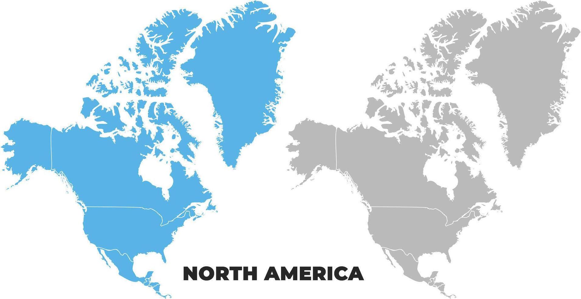 North America simple maps flat illustration vector