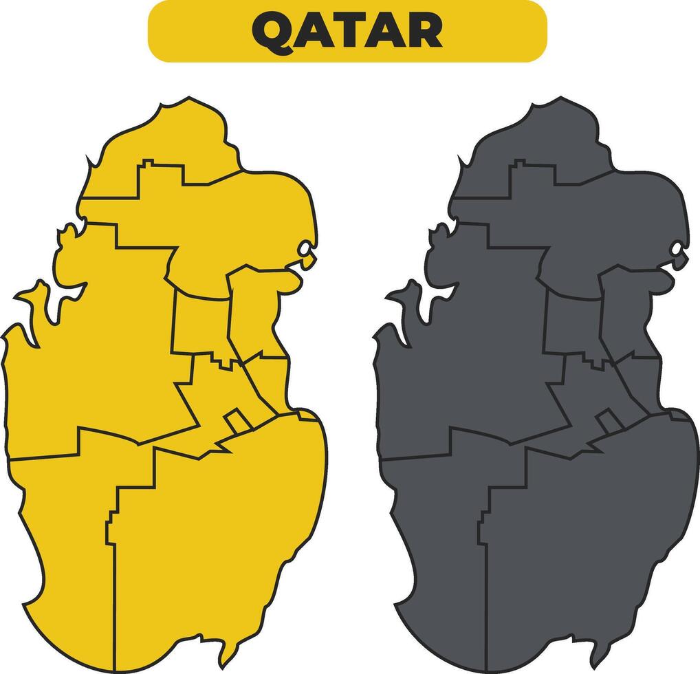 Qatar outline illustration map set vector