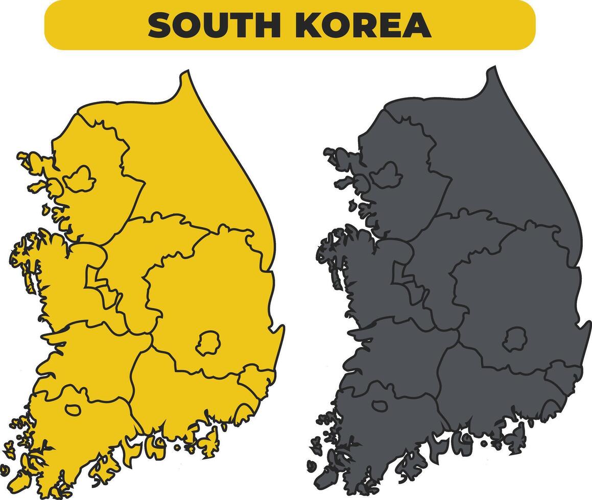 South Korea outline illustration map set vector
