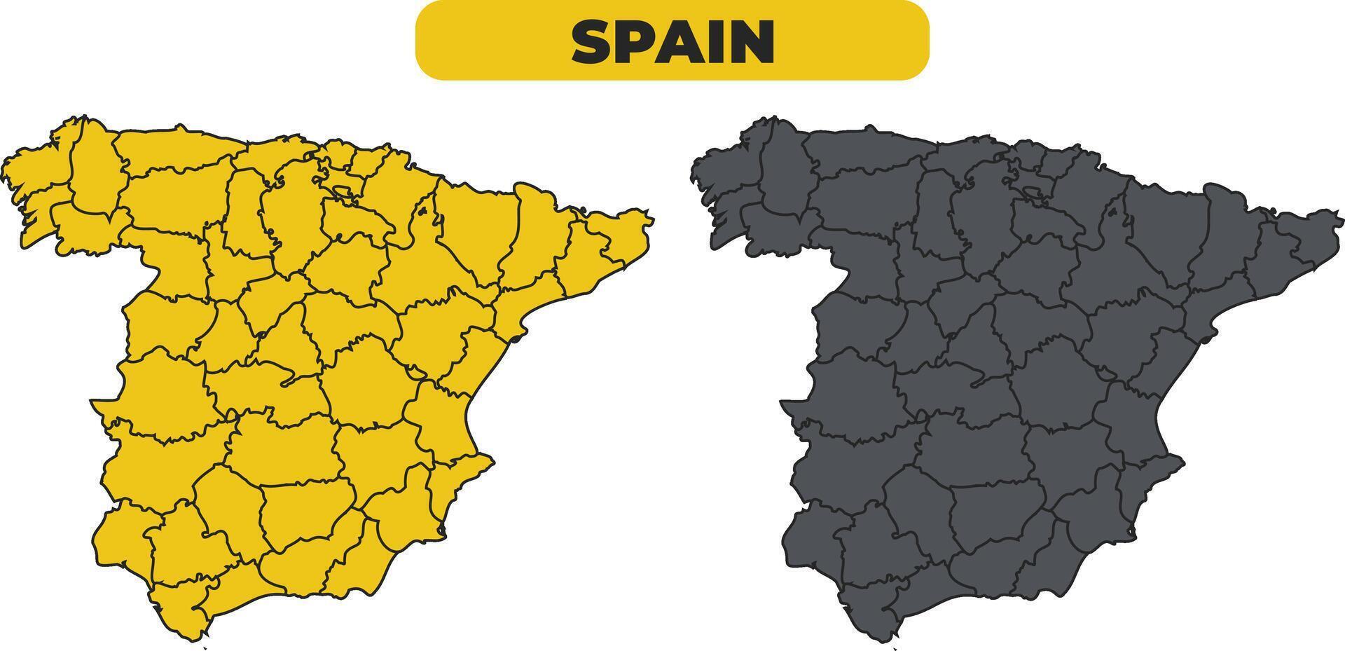 Spain outline illustration map set vector