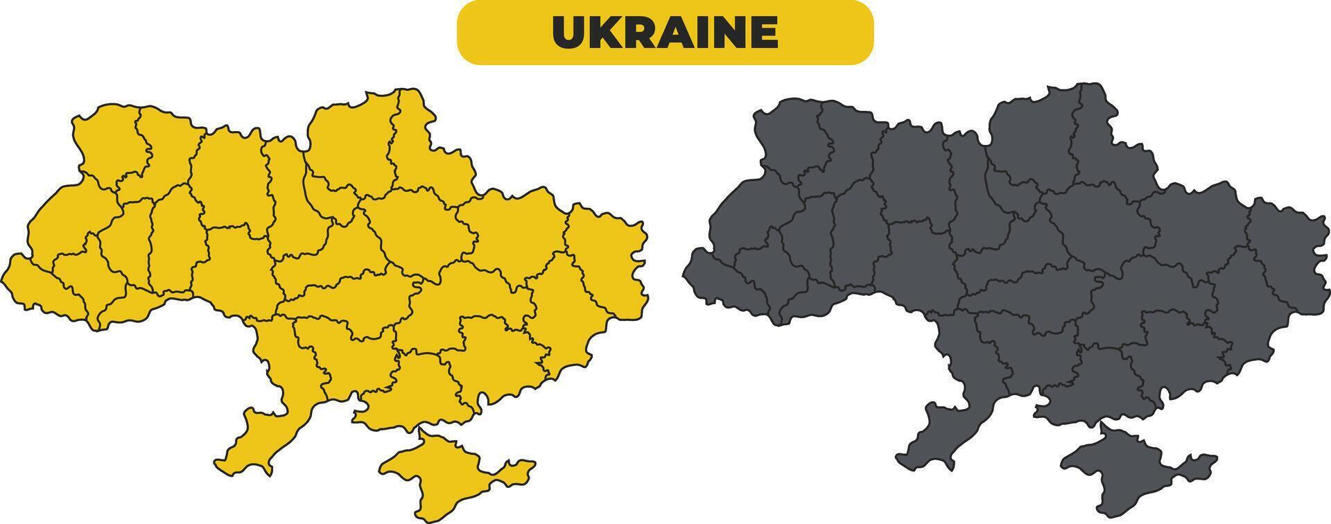 Ukraine outline illustration map set vector
