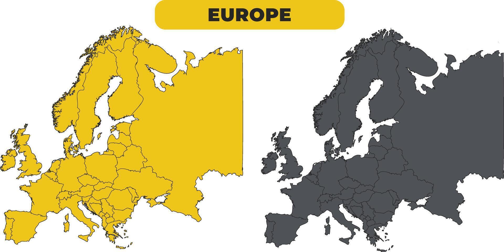 Europe outline illustration map set vector