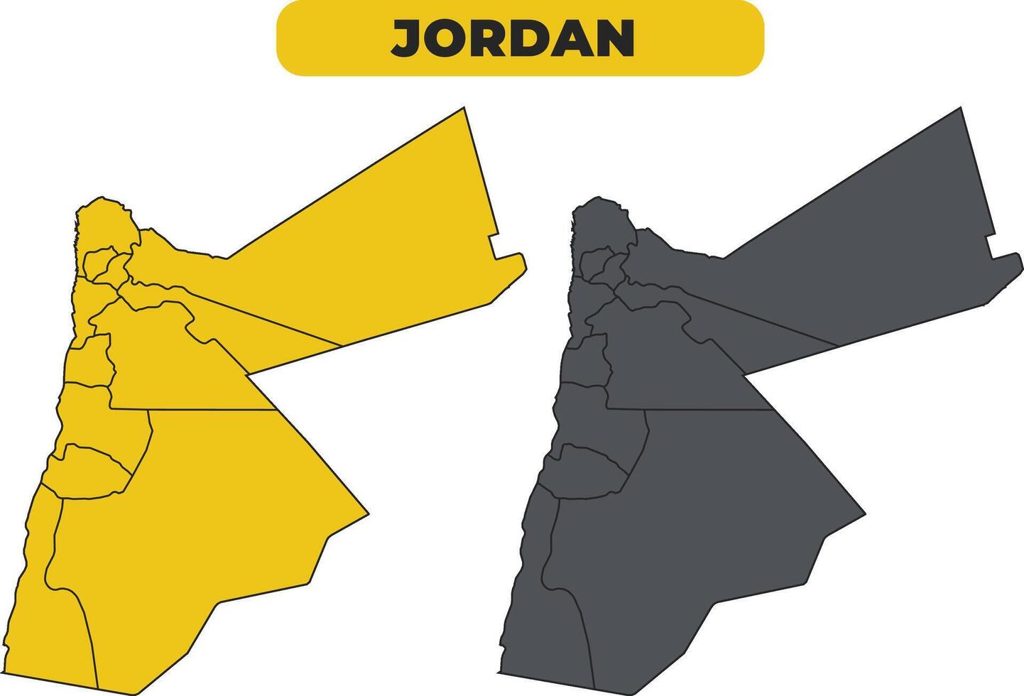 Jordan outline illustration map set vector