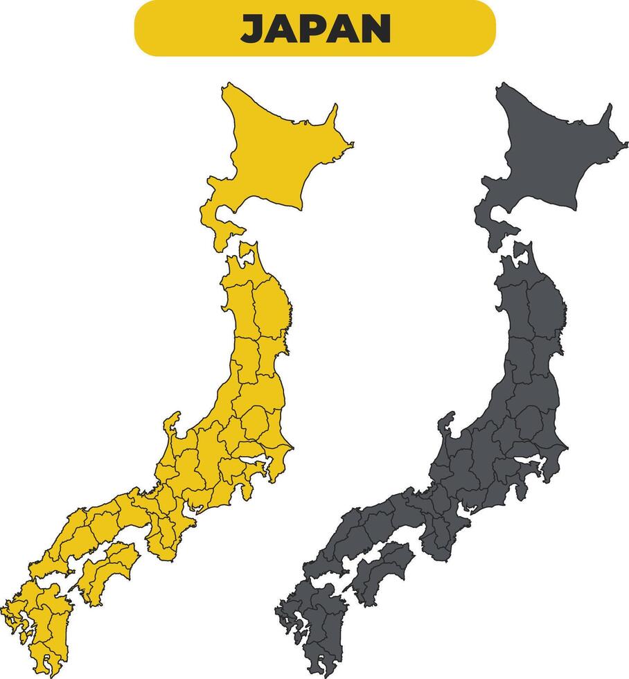 Japan outline illustration map set vector