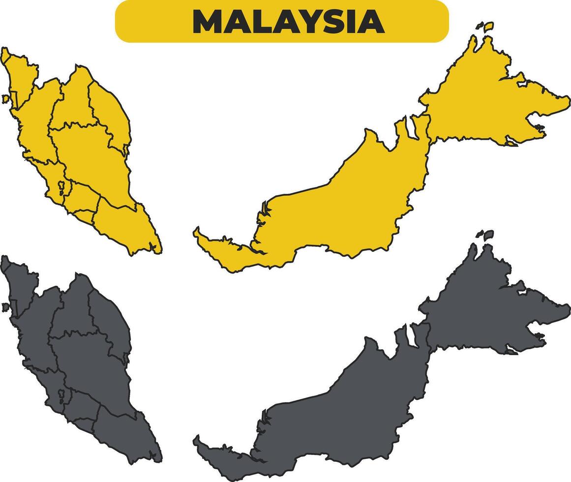 Malaysia outline illustration map set vector