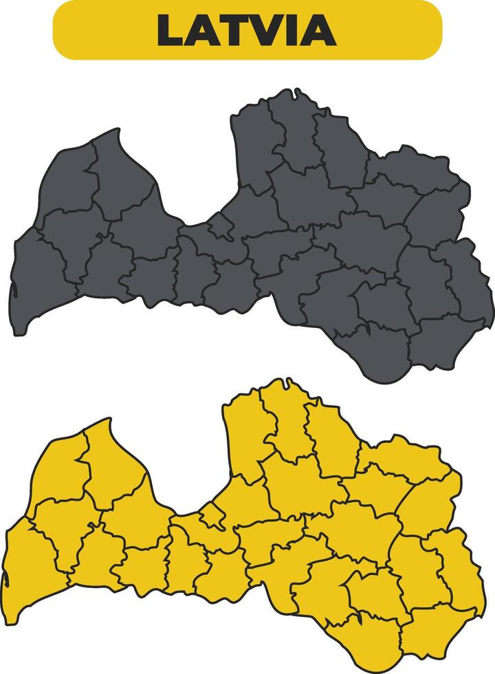 Latvia outline illustration map set vector