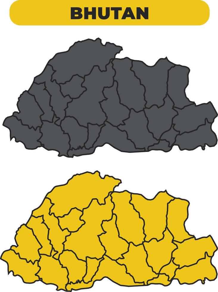 Bhutan outline illustration map set vector