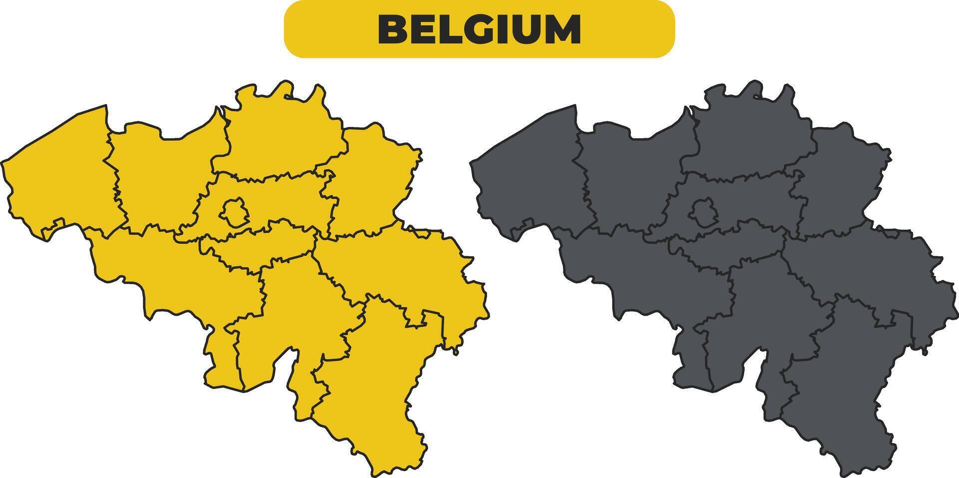 Belgium outline illustration map set vector