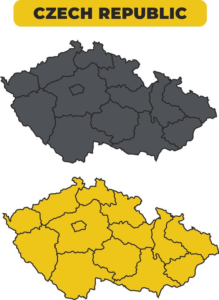 Czech Republic outline illustration map set vector