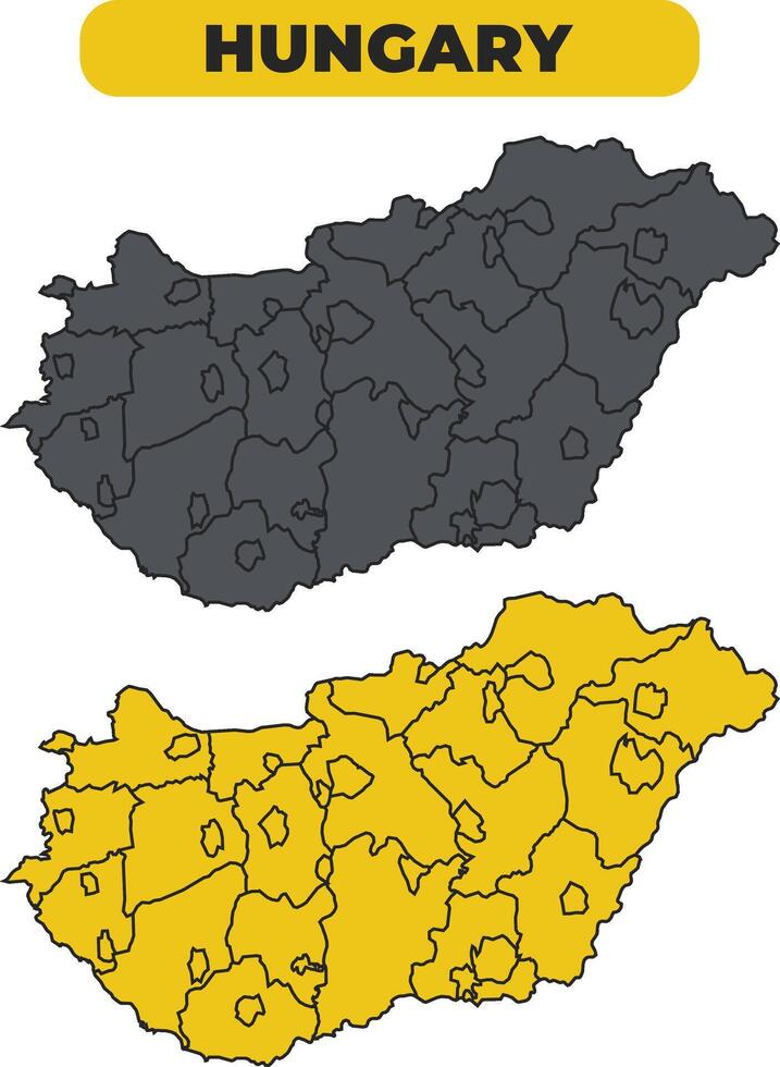 Hungary outline illustration map set vector
