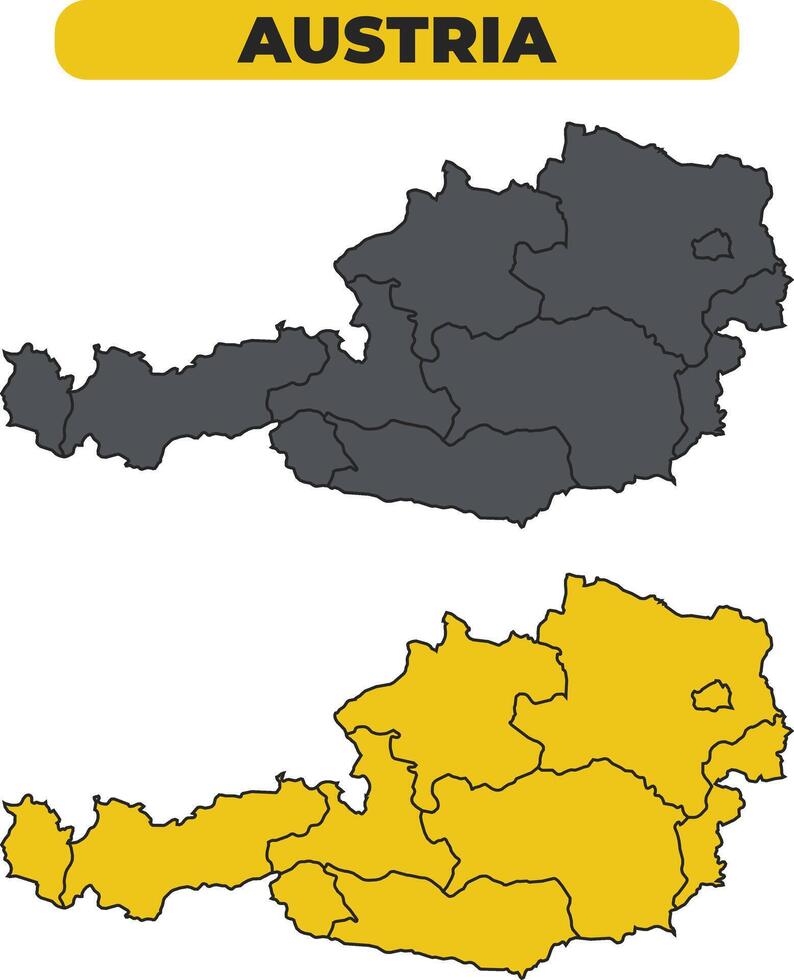 Austria outline illustration map set vector