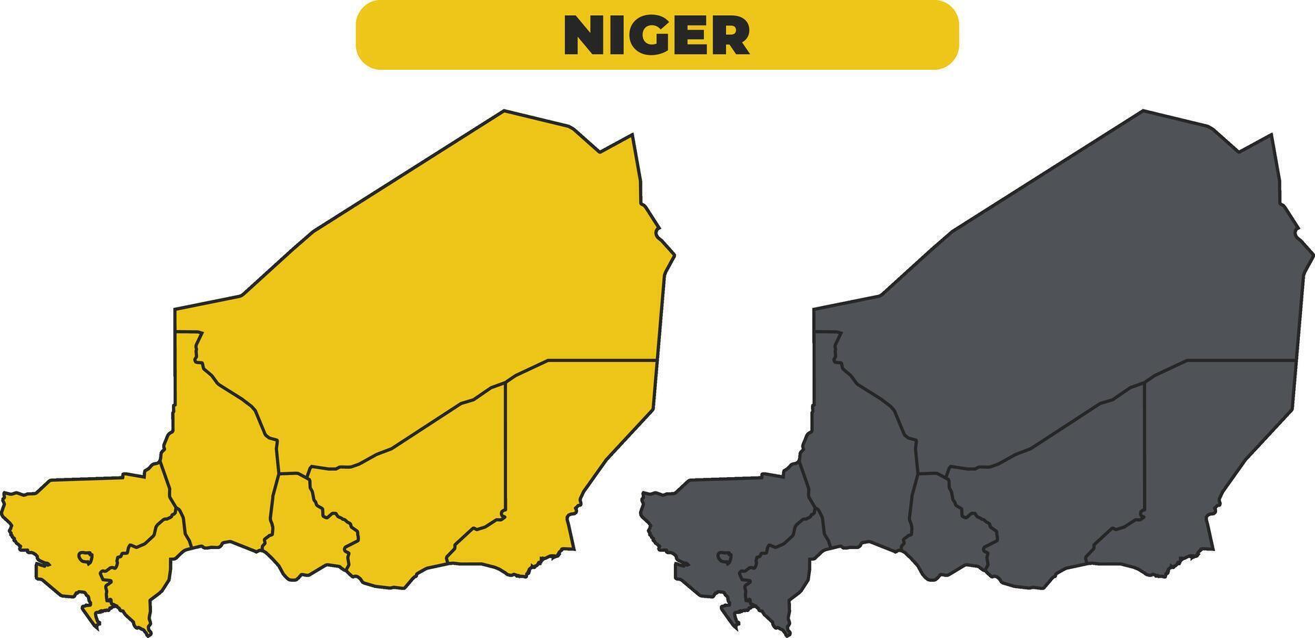 Niger outline illustration map set vector