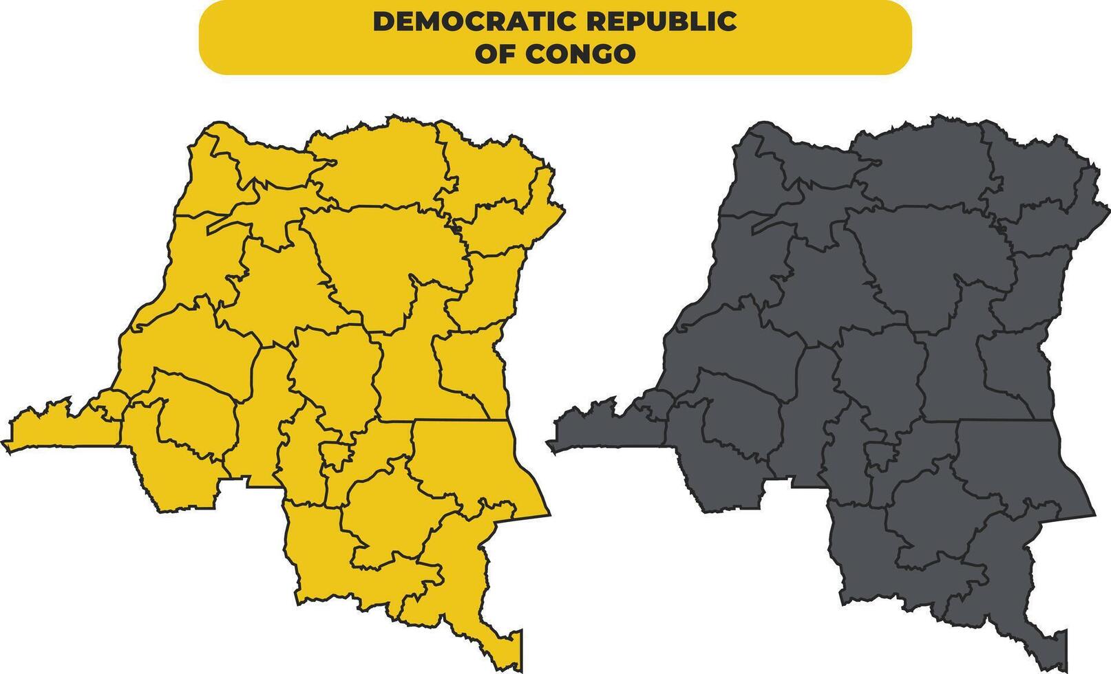 Democratic Republic of the Congo outline illustration map set vector