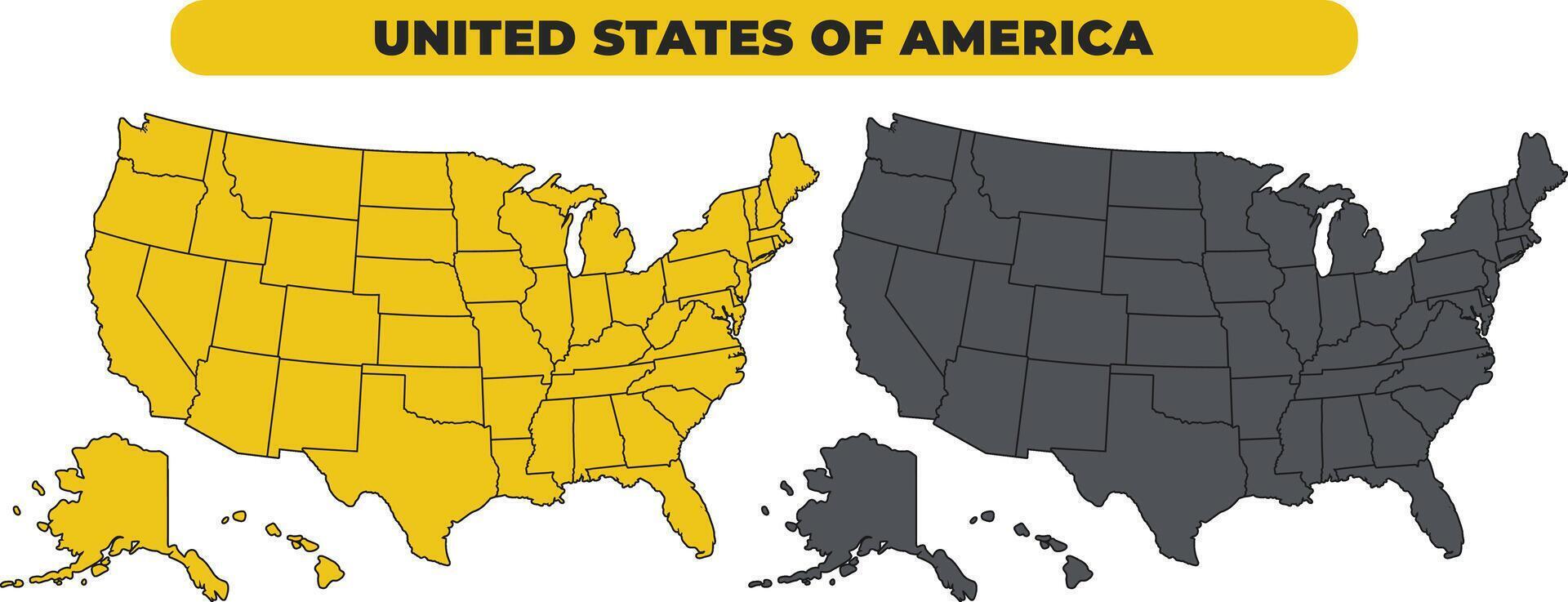 United States Of America outline illustration map set vector